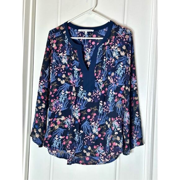 Collective Concepts navy floral blouse size L - Picture 1 of 8
